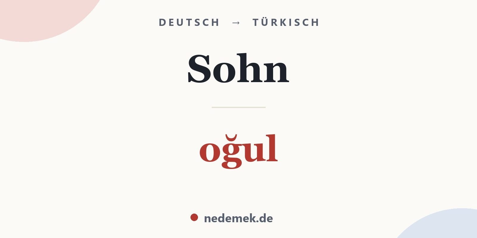 Sohn auf Türkisch: oğul