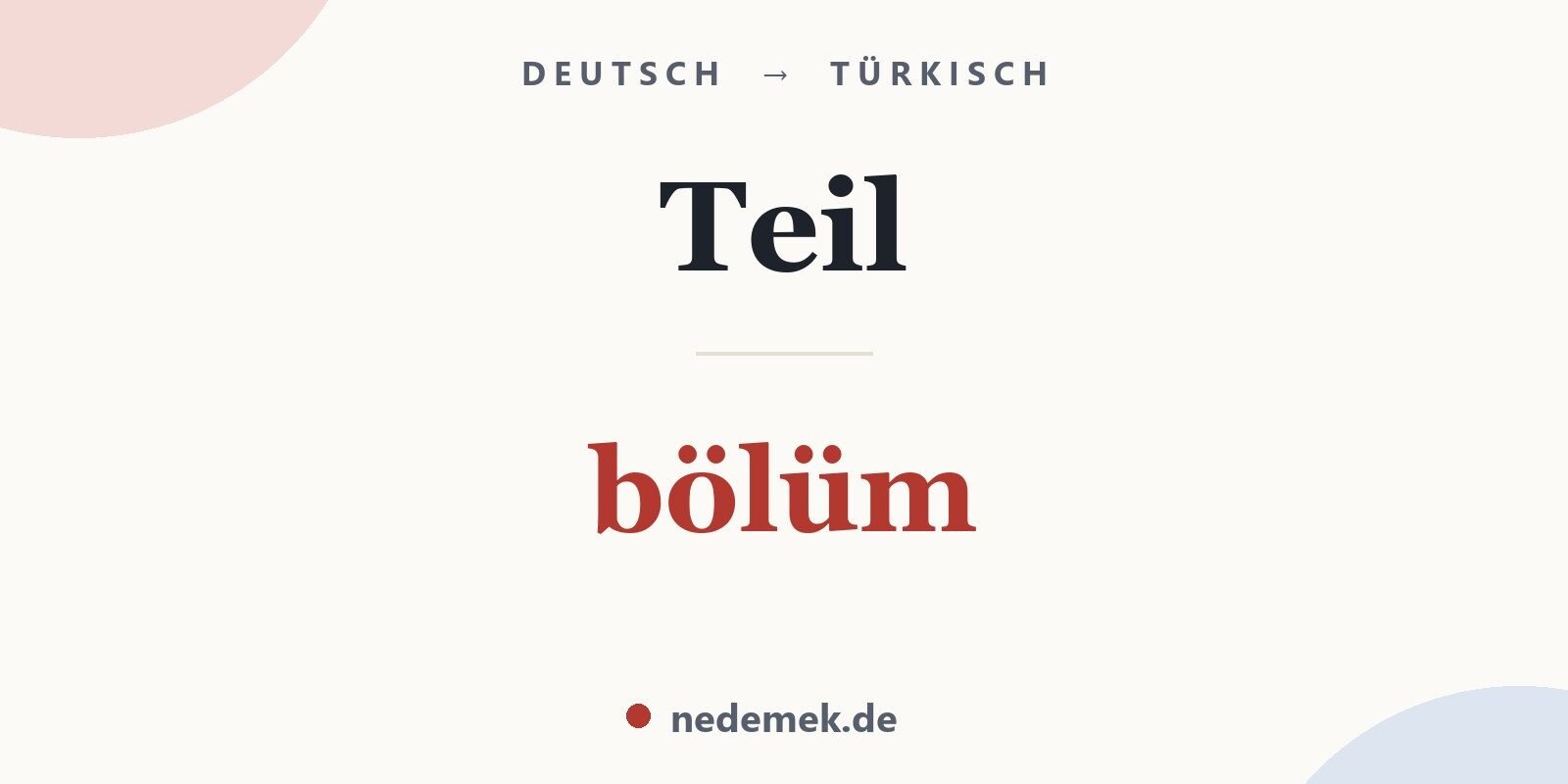 Teil auf Türkisch: bölüm