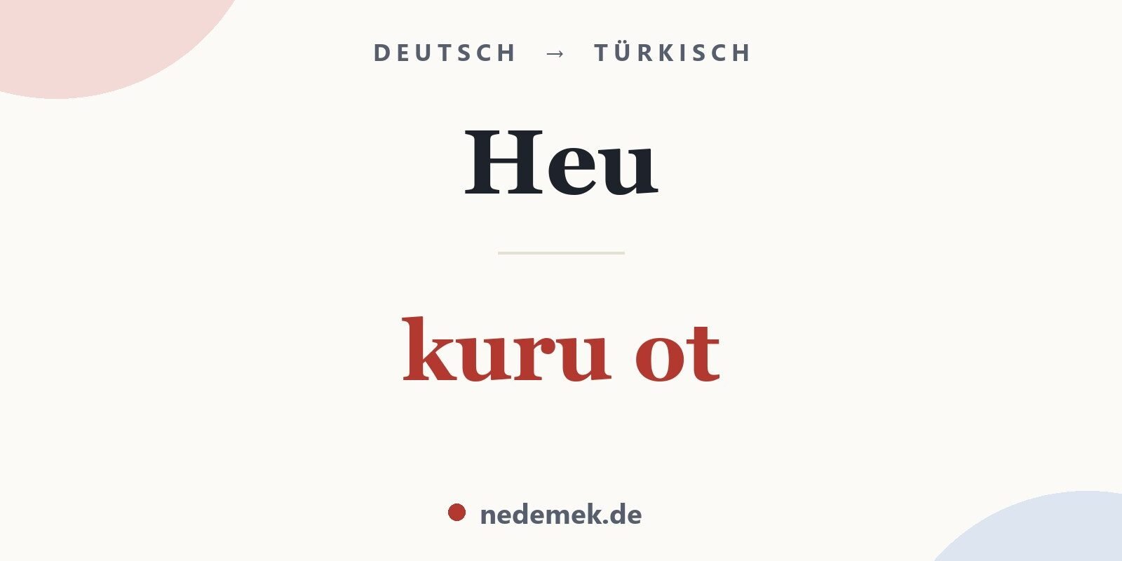 Heu auf Türkisch: kuru ot