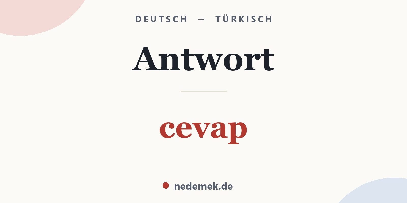 Antwort auf Türkisch: cevap