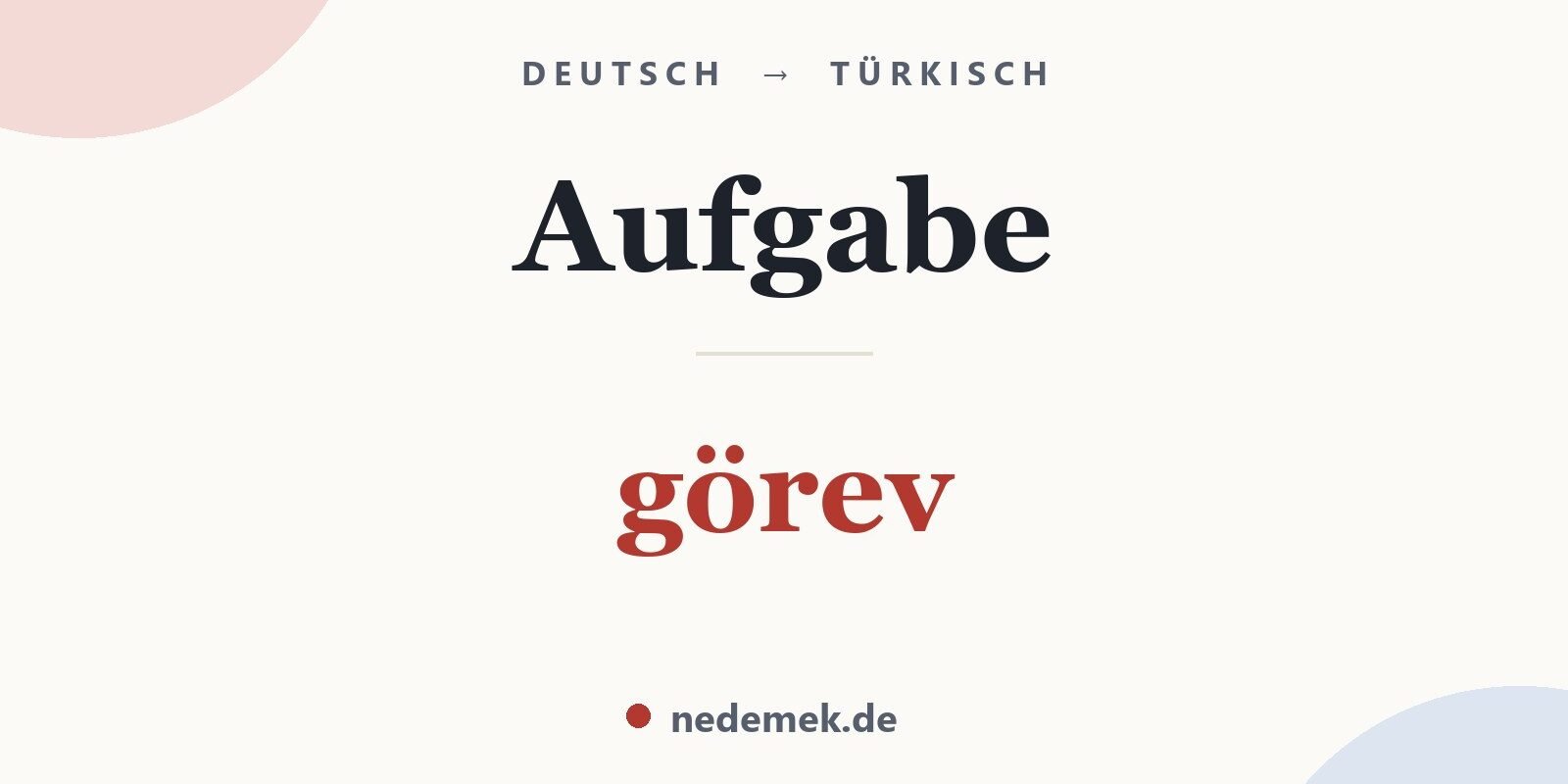 Aufgabe auf Türkisch: görev