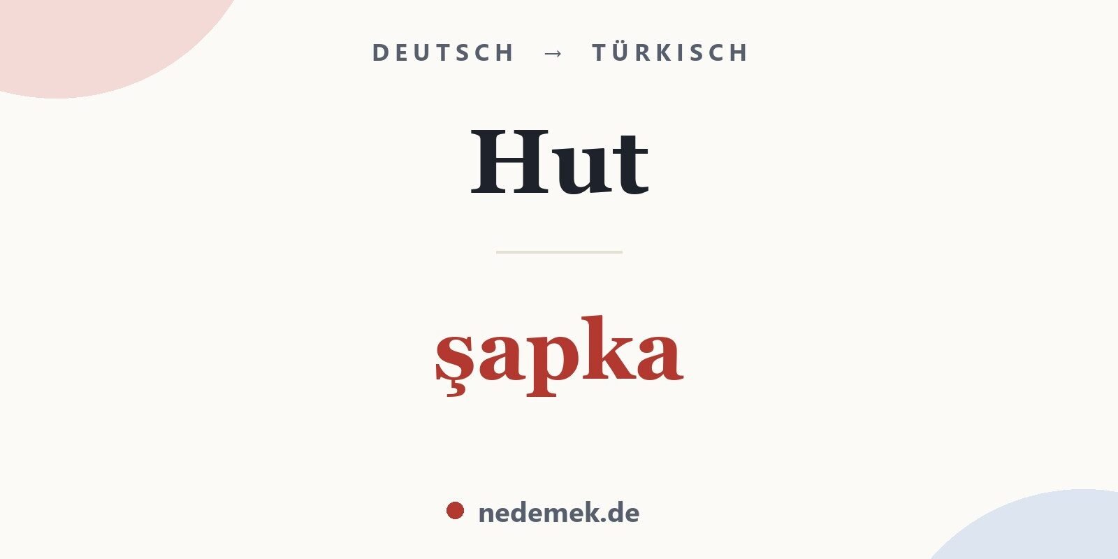 Hut auf Türkisch: şapka