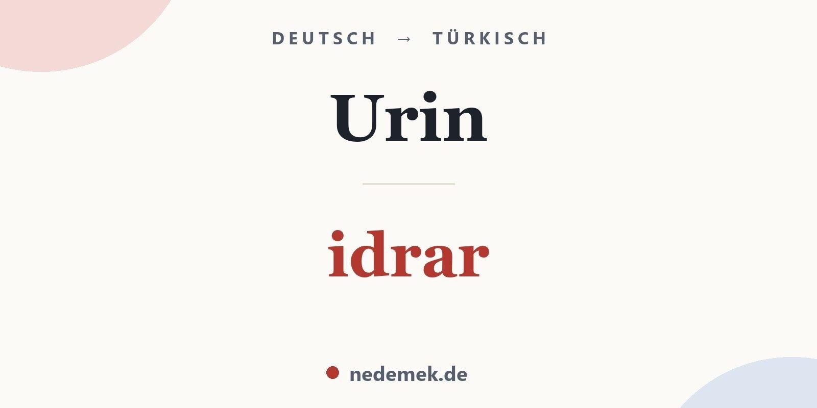 Urin auf Türkisch: idrar