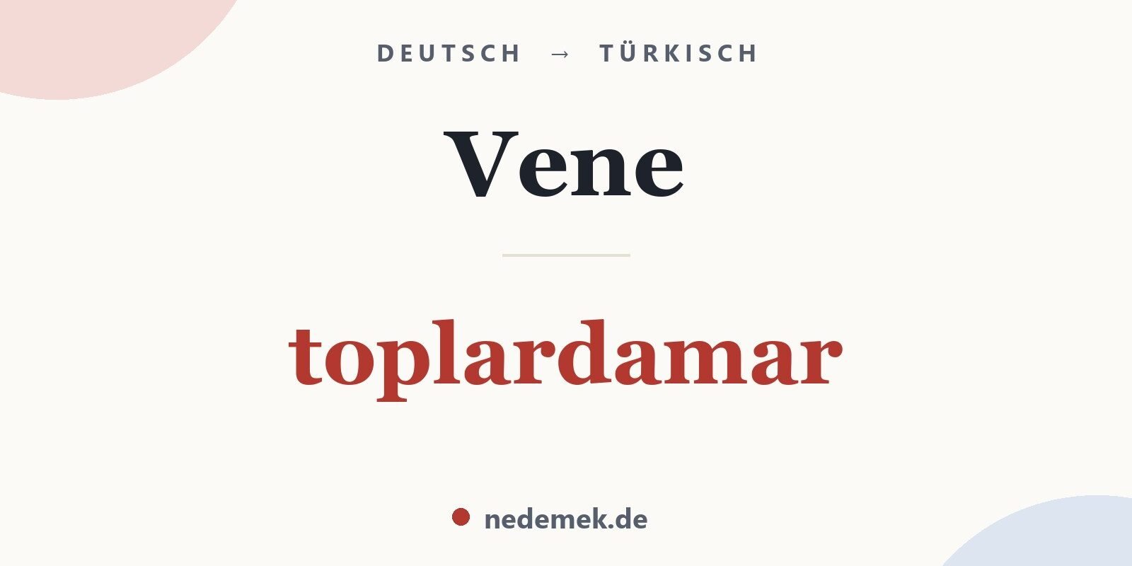 Vene auf Türkisch: toplardamar