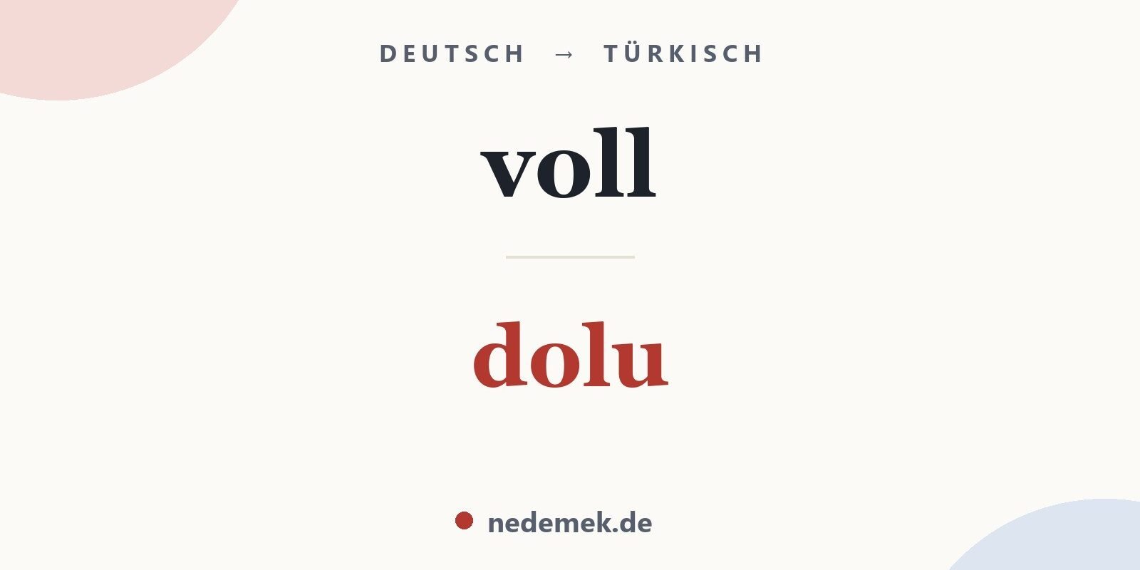 voll auf Türkisch: dolu