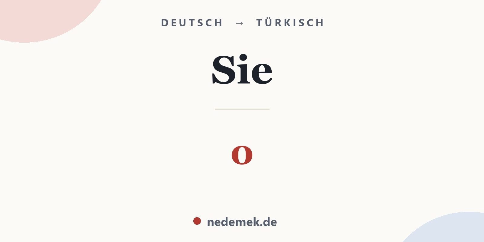 Sie auf Türkisch: o