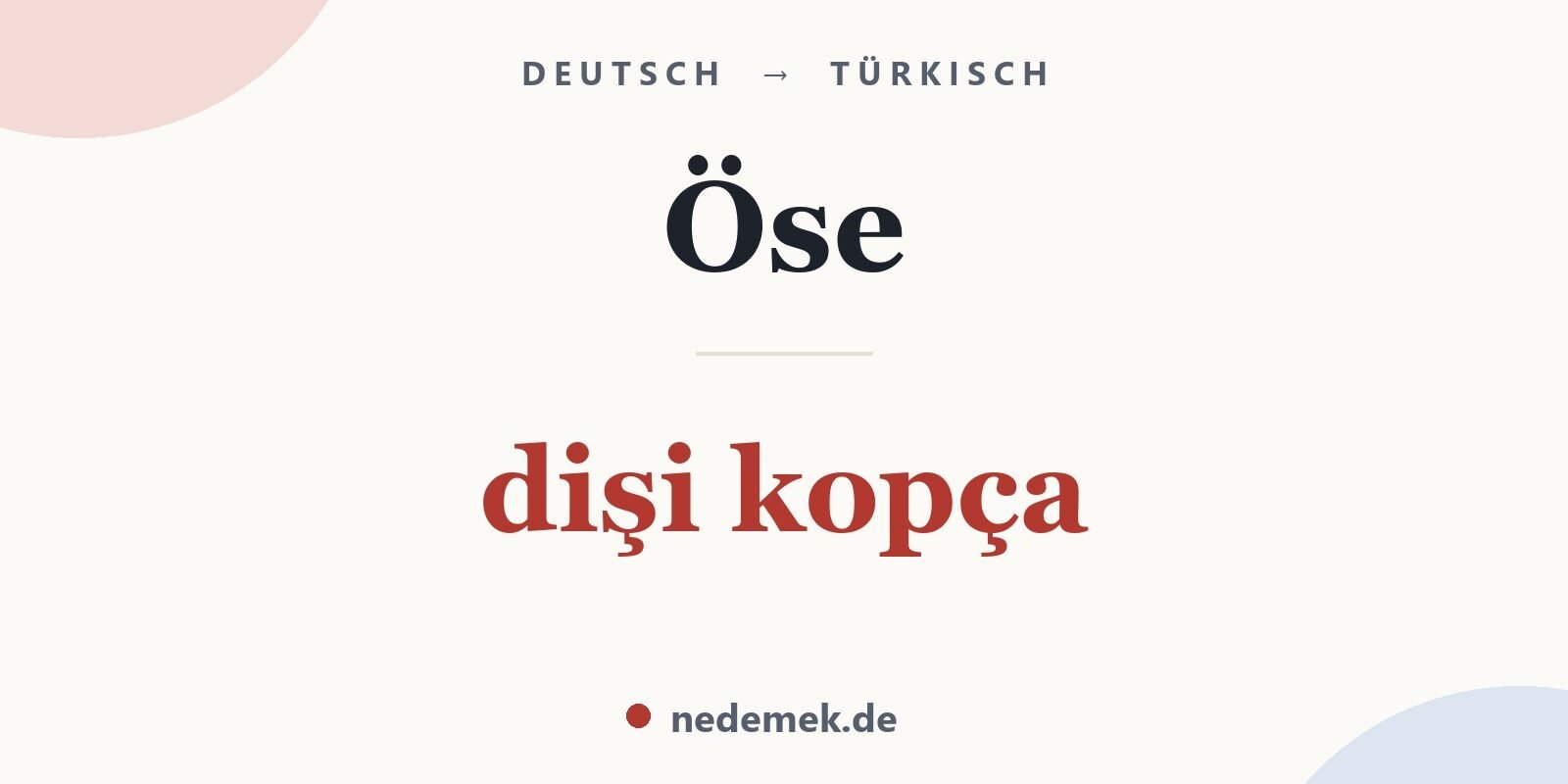 Öse auf Türkisch: dişi kopça