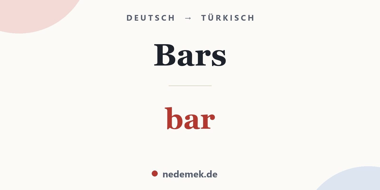 Bars auf Türkisch: bar