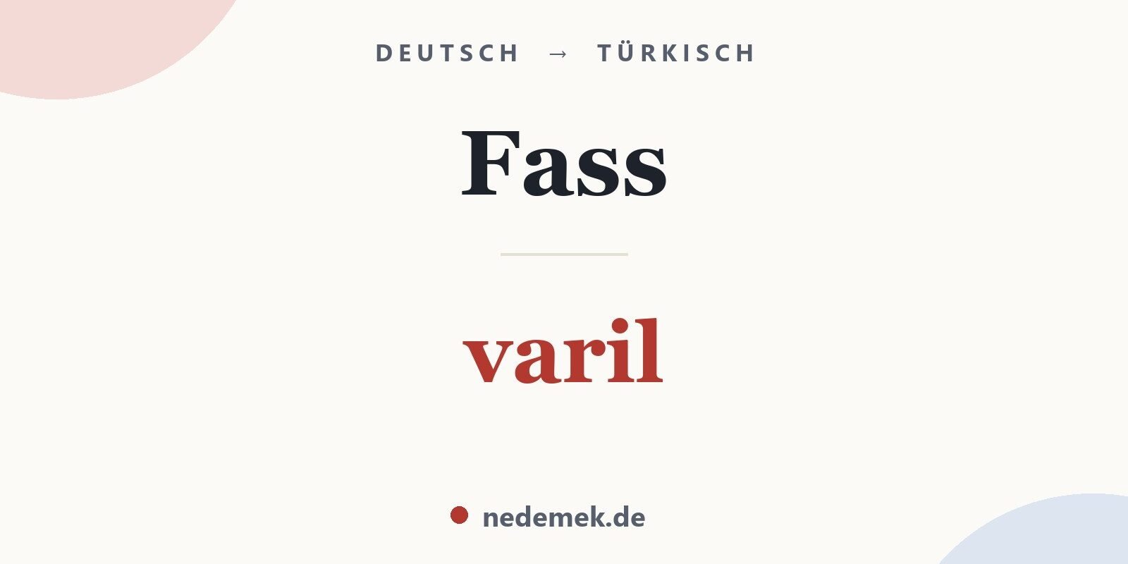 Fass auf Türkisch: varil