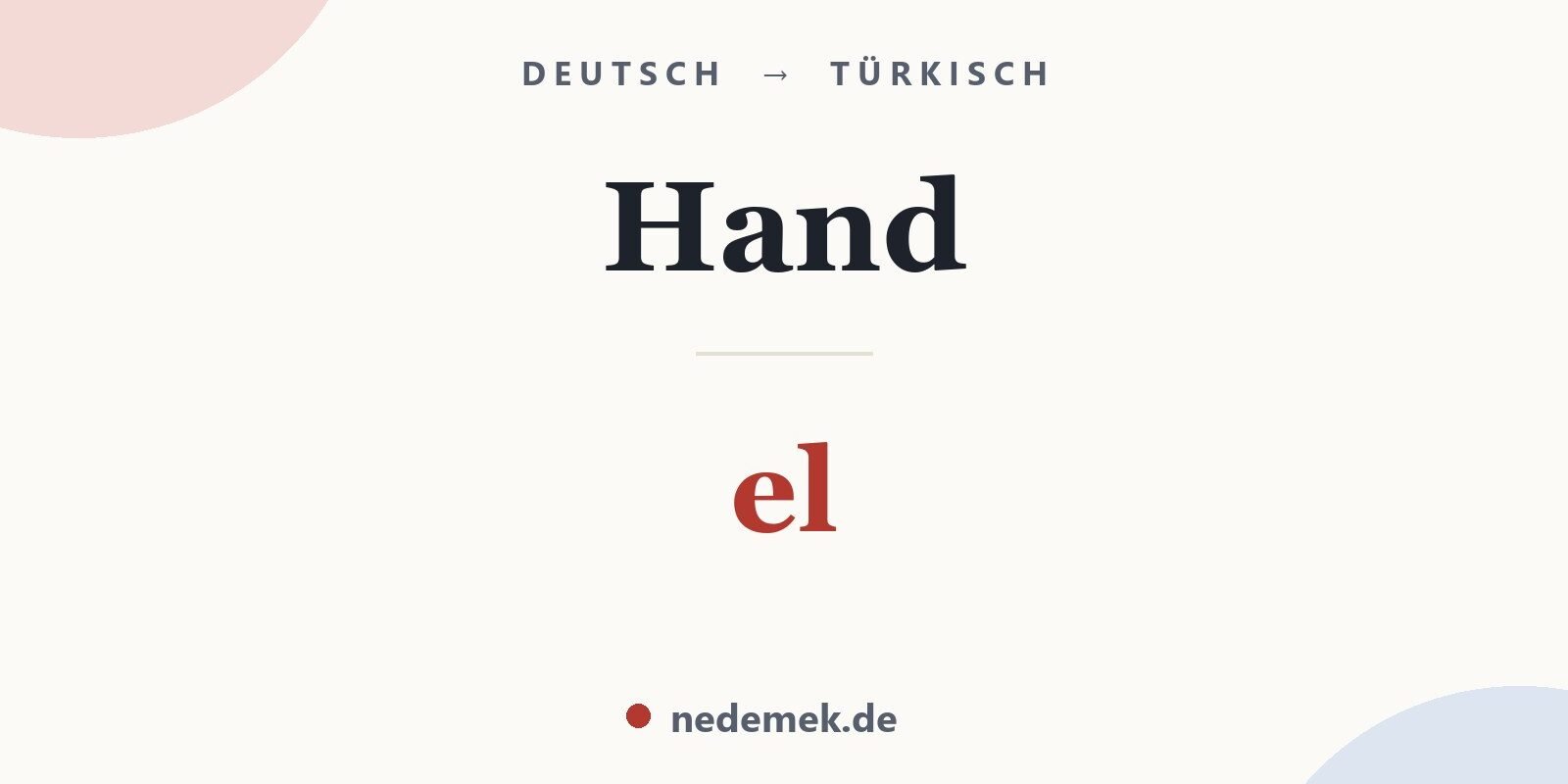 Hand auf Türkisch: el