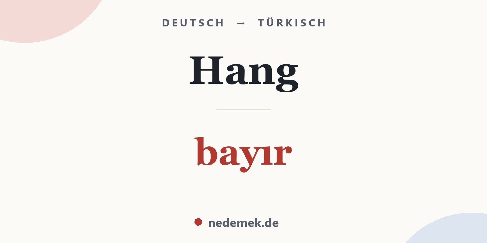Hang auf Türkisch: bayır