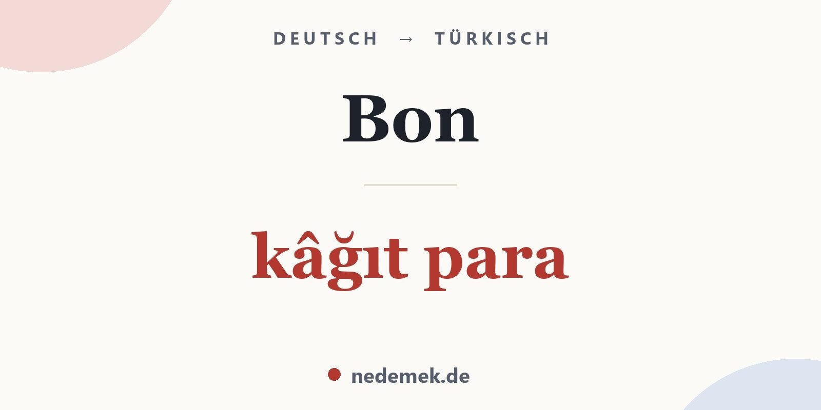 Bon auf Türkisch: kâğıt para