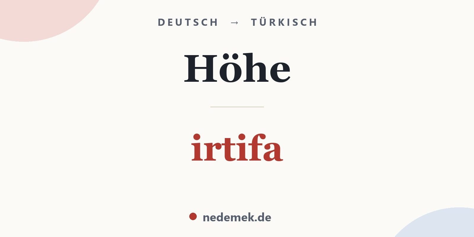 Höhe auf Türkisch: irtifa