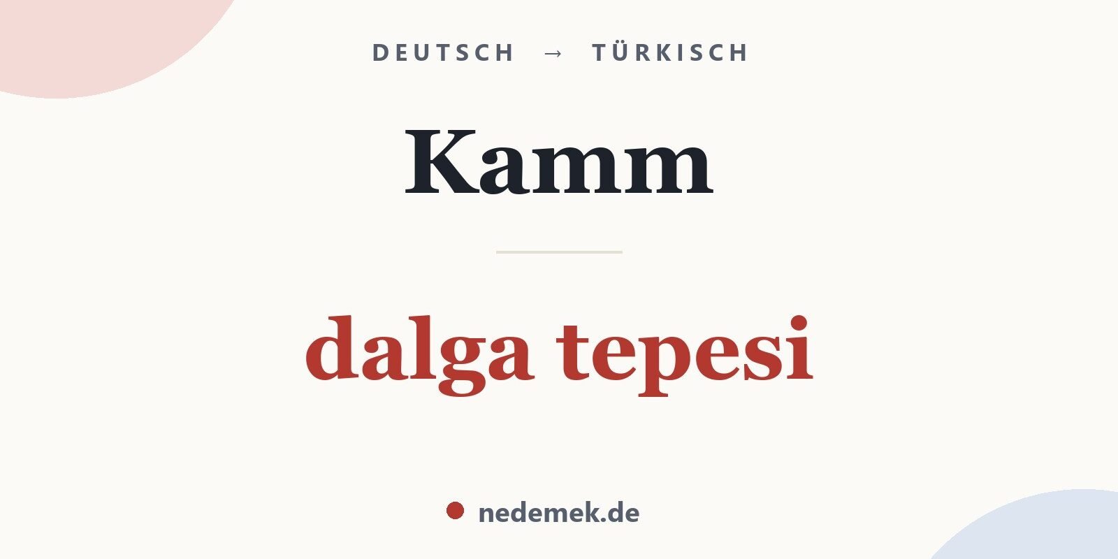 Kamm auf Türkisch: dalga tepesi