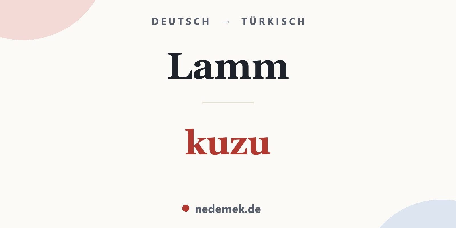 Lamm auf Türkisch: kuzu
