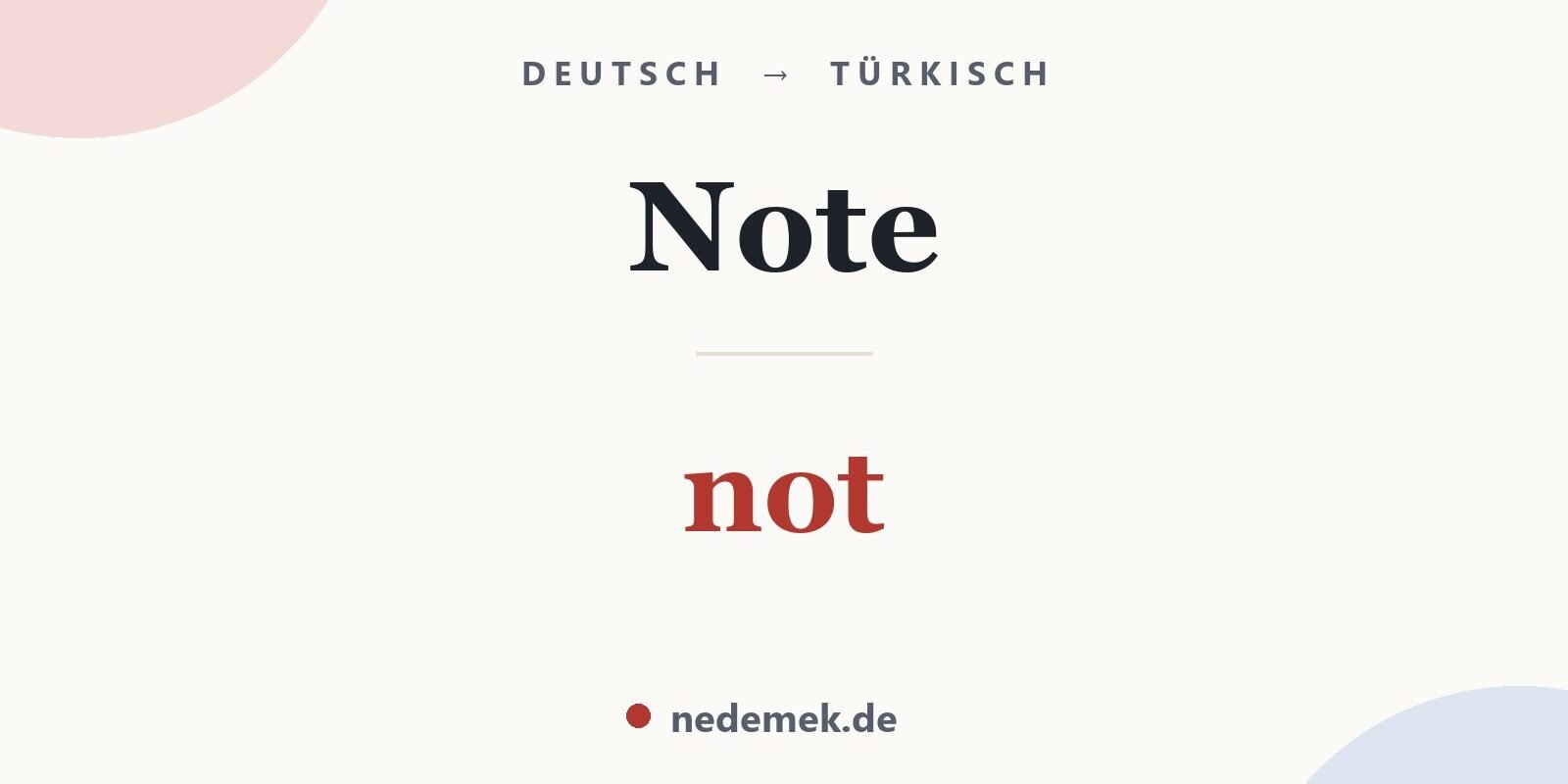 Note auf Türkisch: not