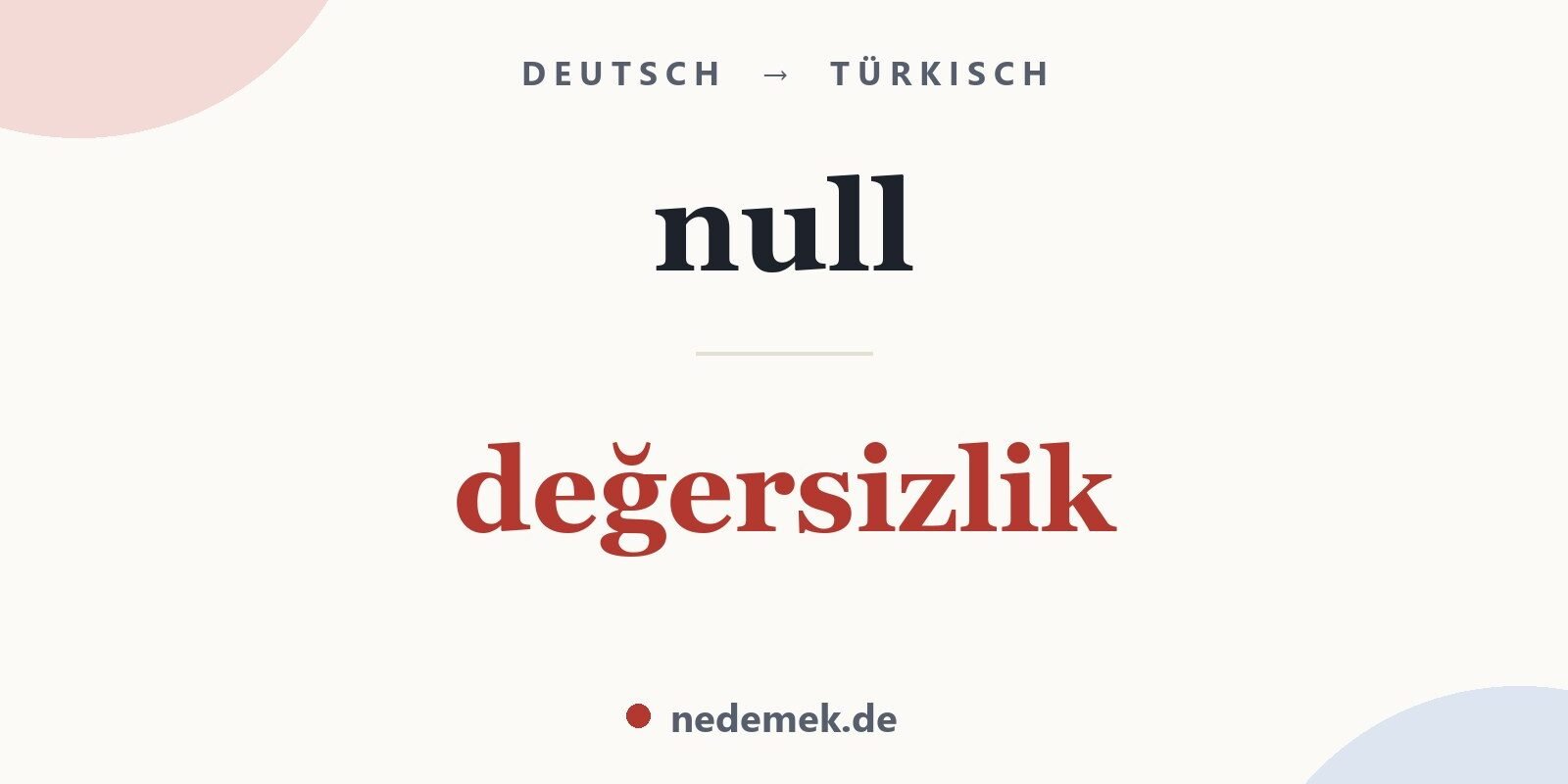 null auf Türkisch: değersizlik