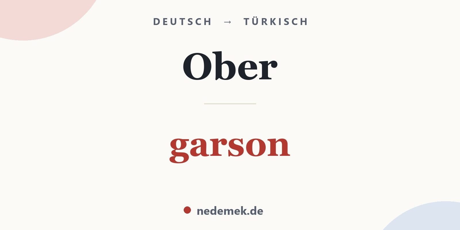 Ober auf Türkisch: garson