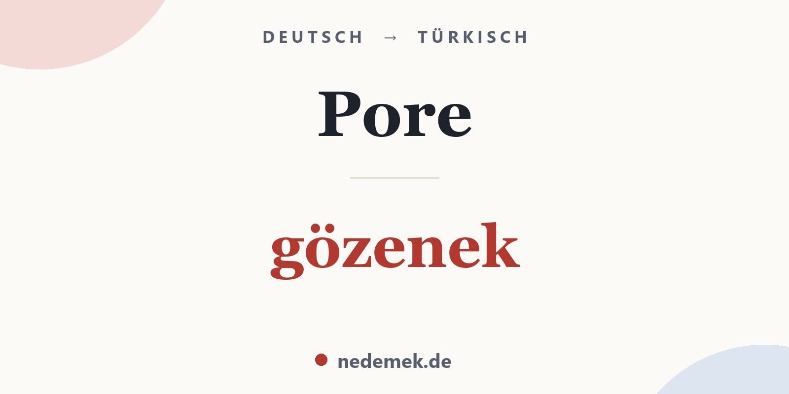 Pore auf Türkisch: gözenek