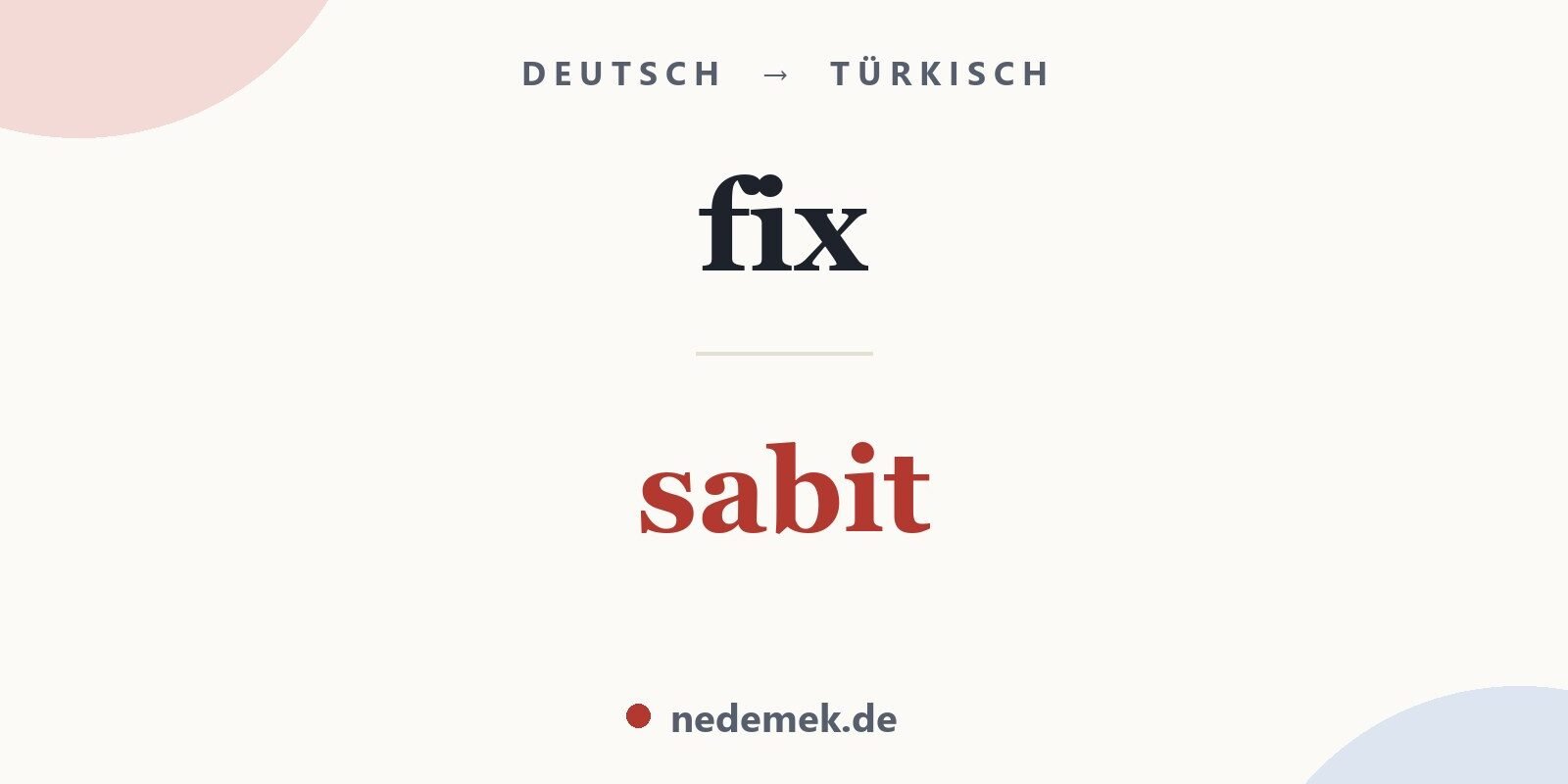 fix auf Türkisch: sabit