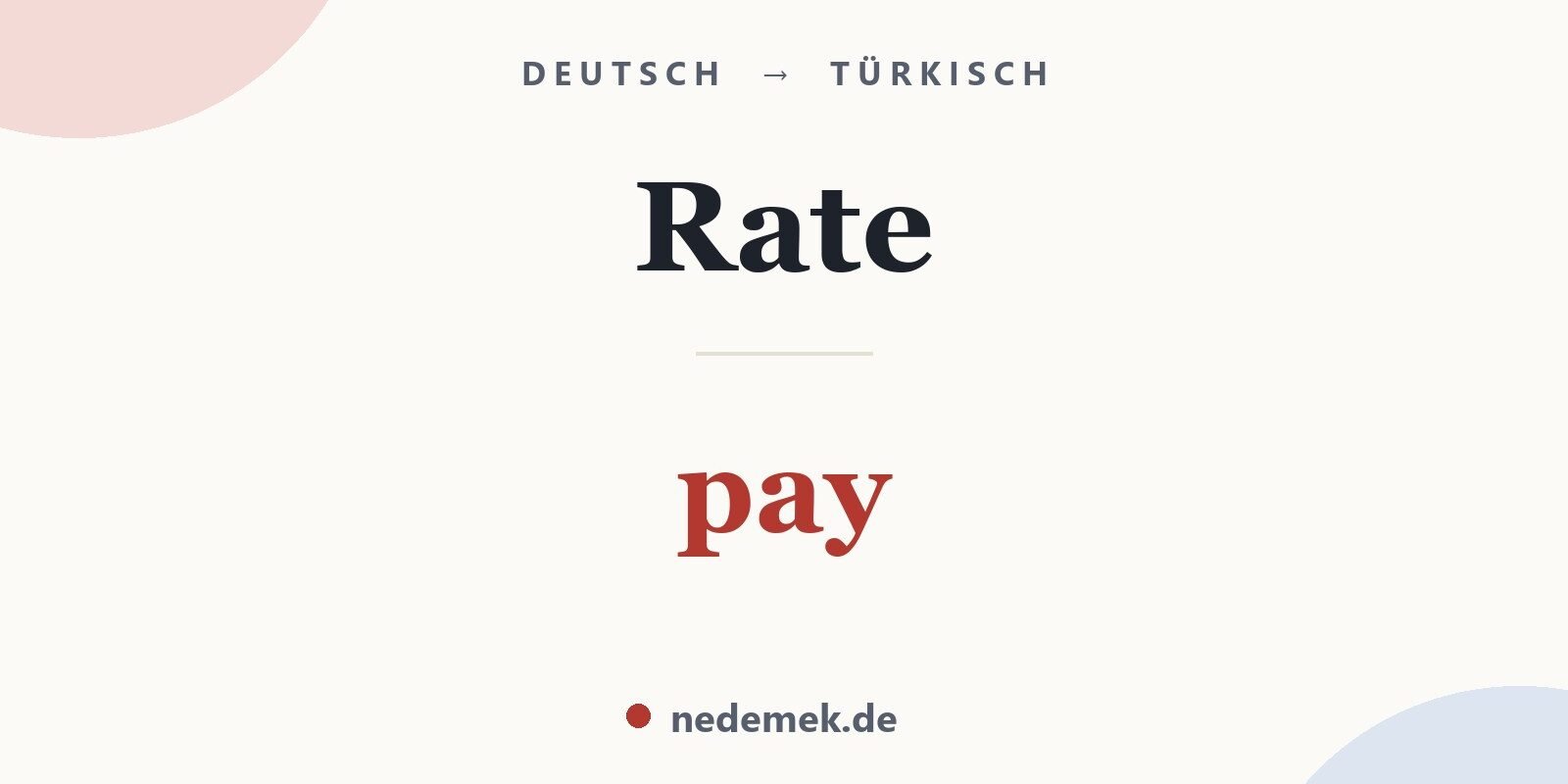 Rate auf Türkisch: pay