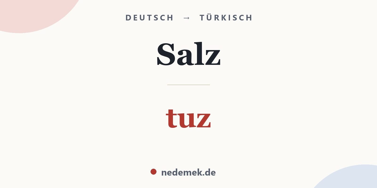 Salz auf Türkisch: tuz