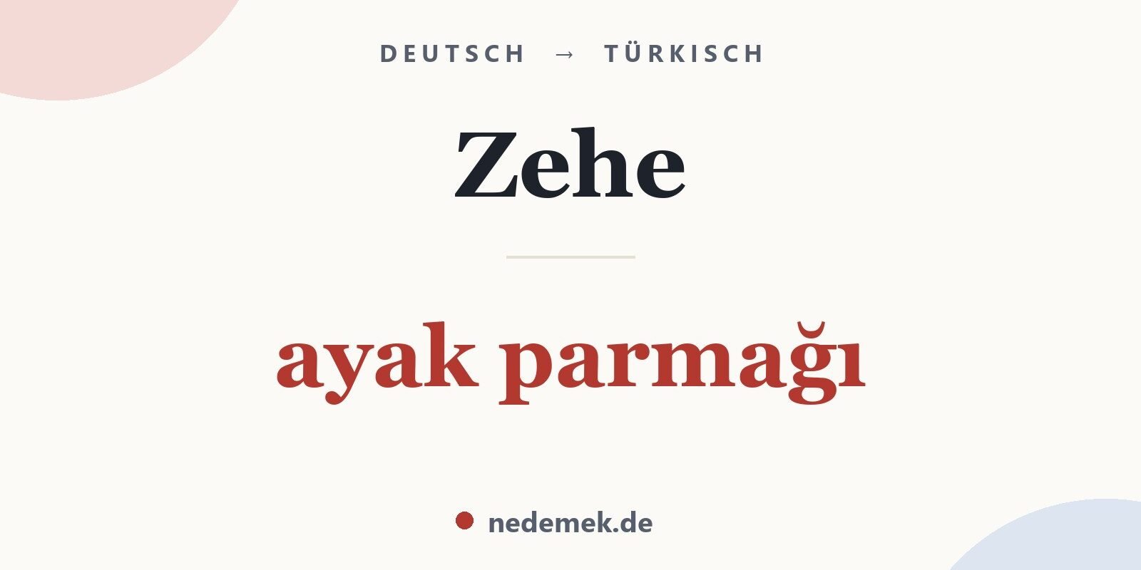 Zehe auf Türkisch: ayak parmağı