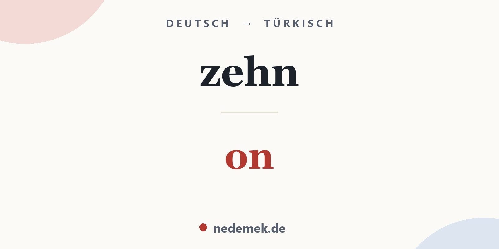 zehn auf Türkisch: on