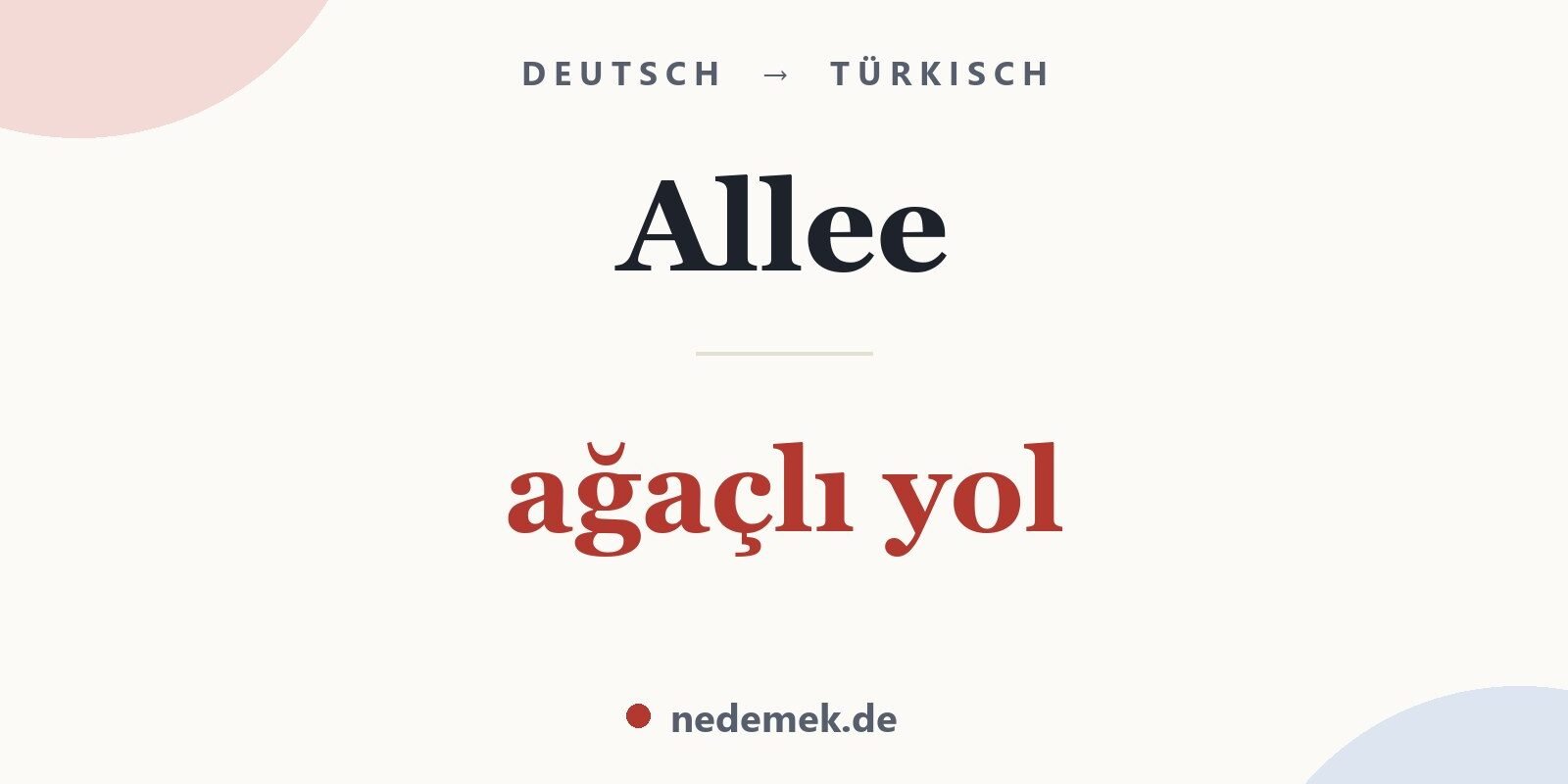 Allee auf Türkisch: ağaçlı yol