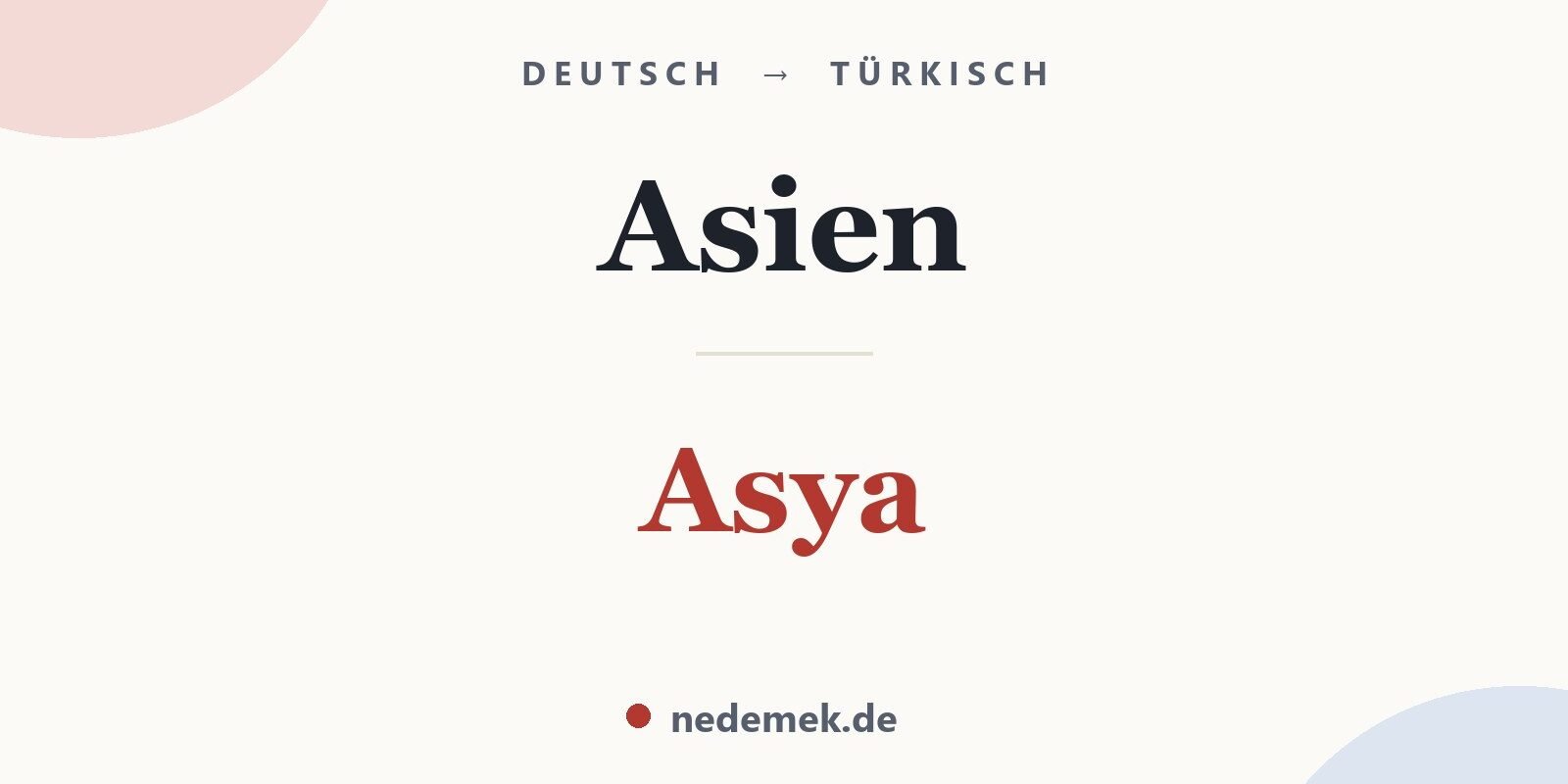 Asien auf Türkisch: Asya