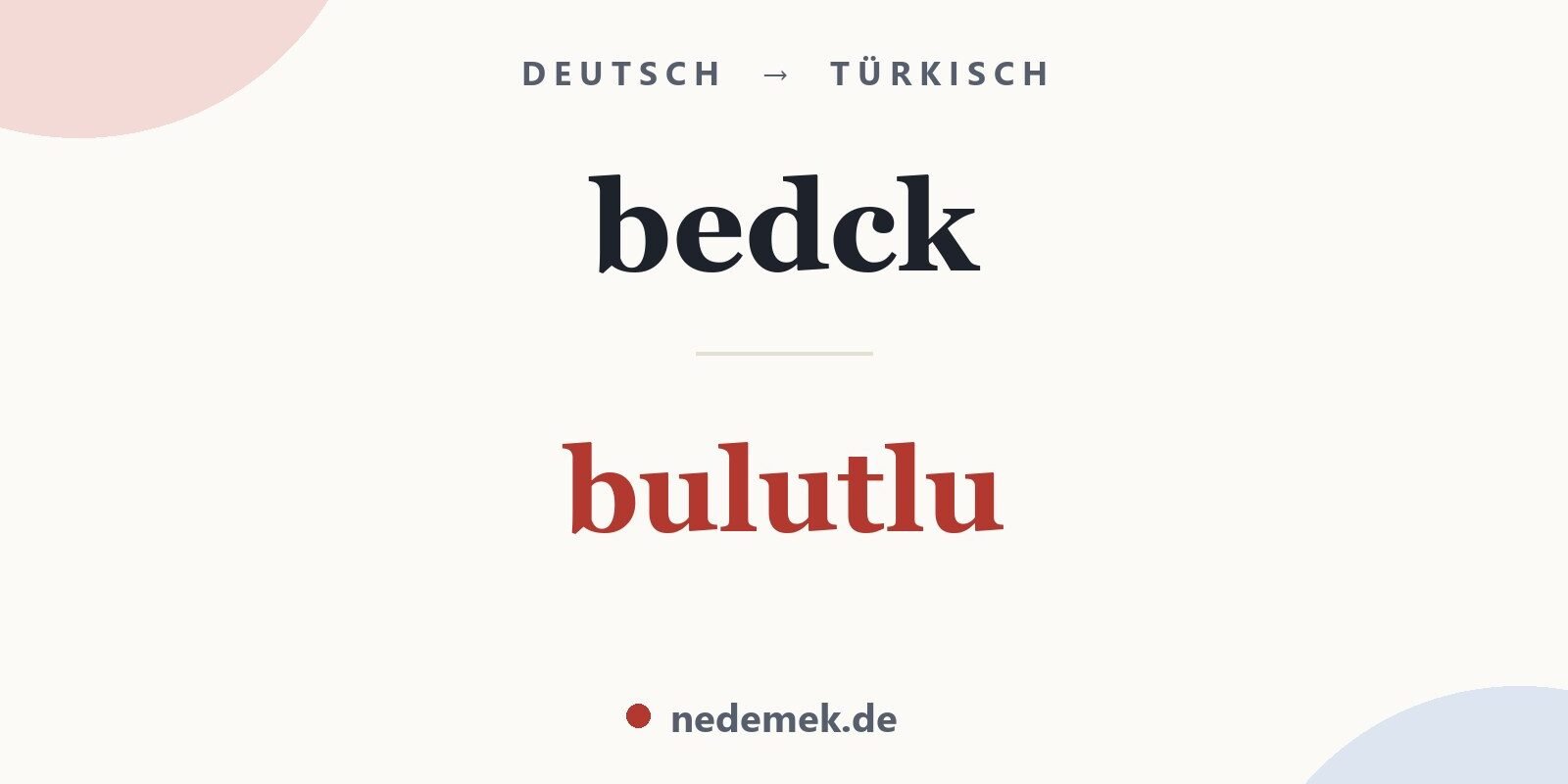 bedck auf Türkisch: bulutlu