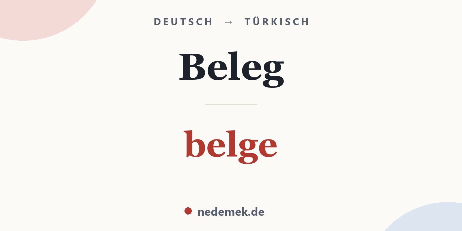 Beleg auf Türkisch: belge