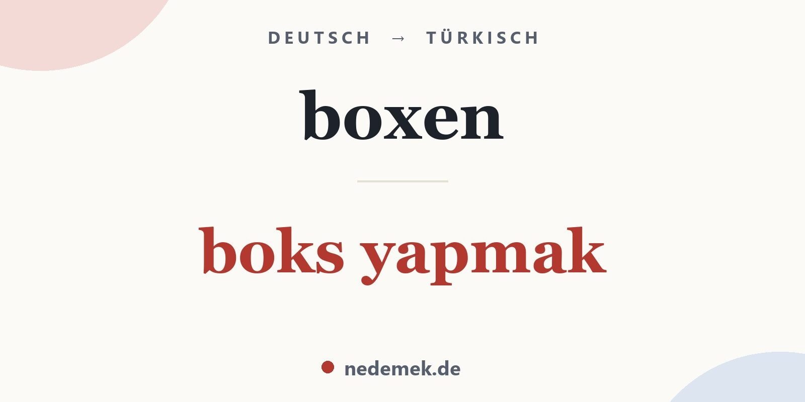 boxen auf Türkisch: boks yapmak