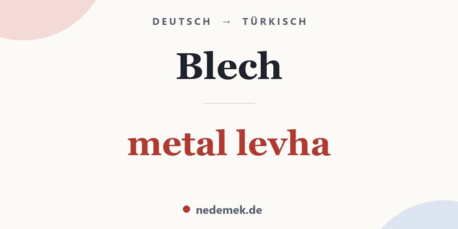 Blech auf Türkisch: metal levha