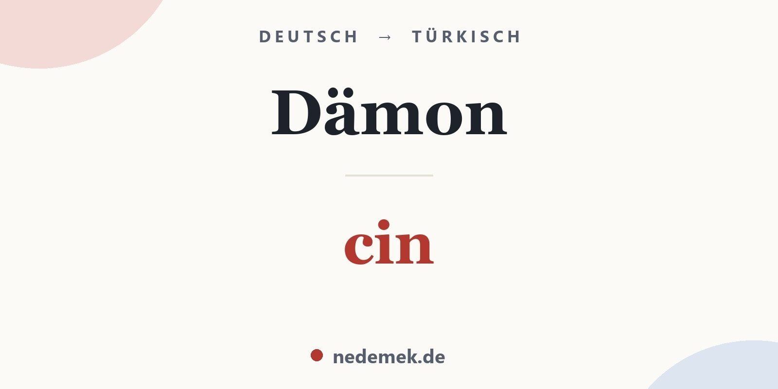 Dämon auf Türkisch: cin