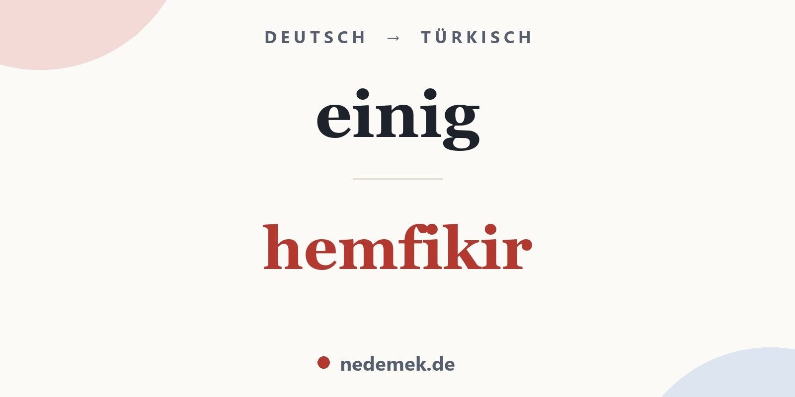 einig auf Türkisch: hemfikir