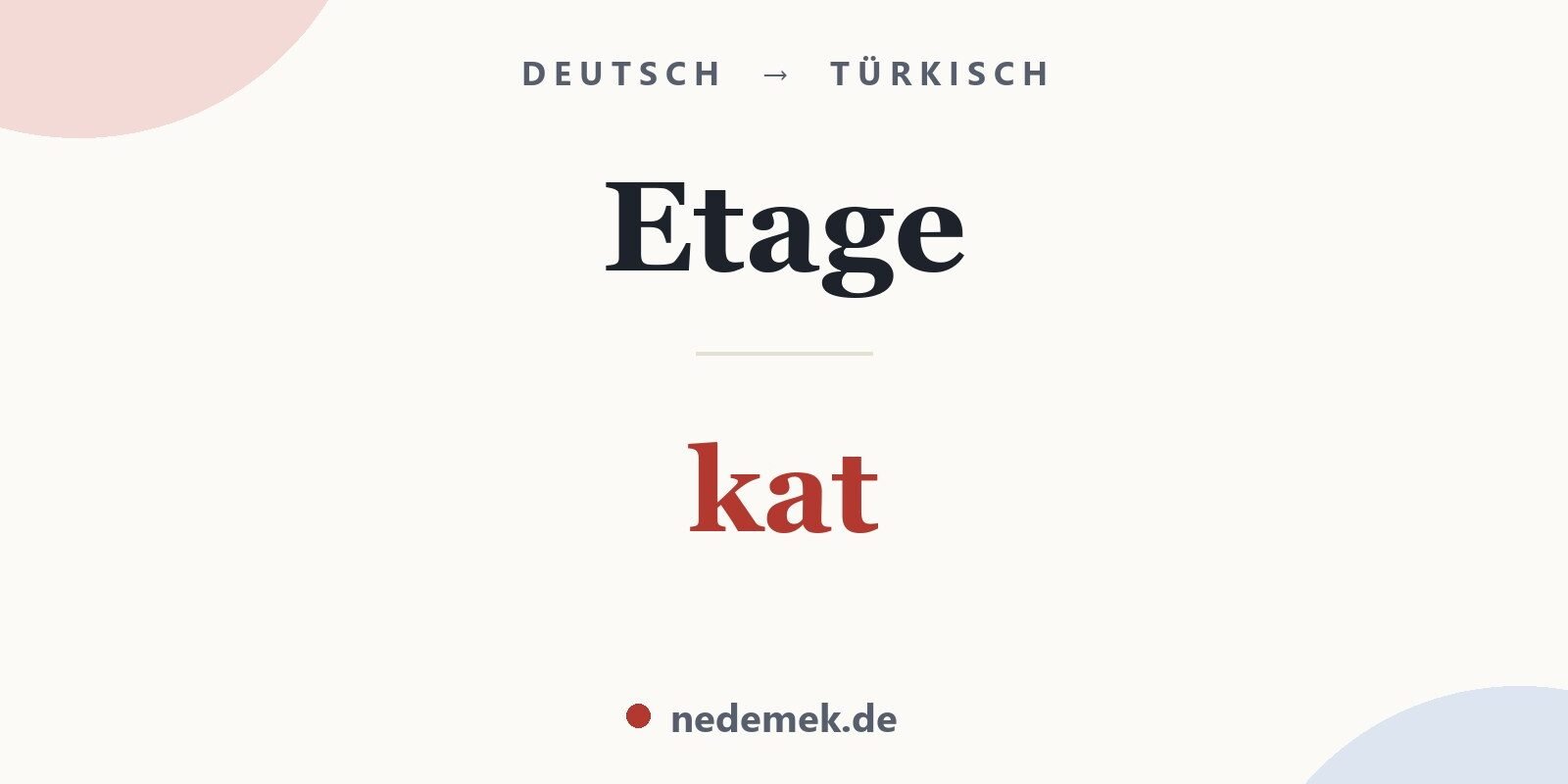 Etage auf Türkisch: kat