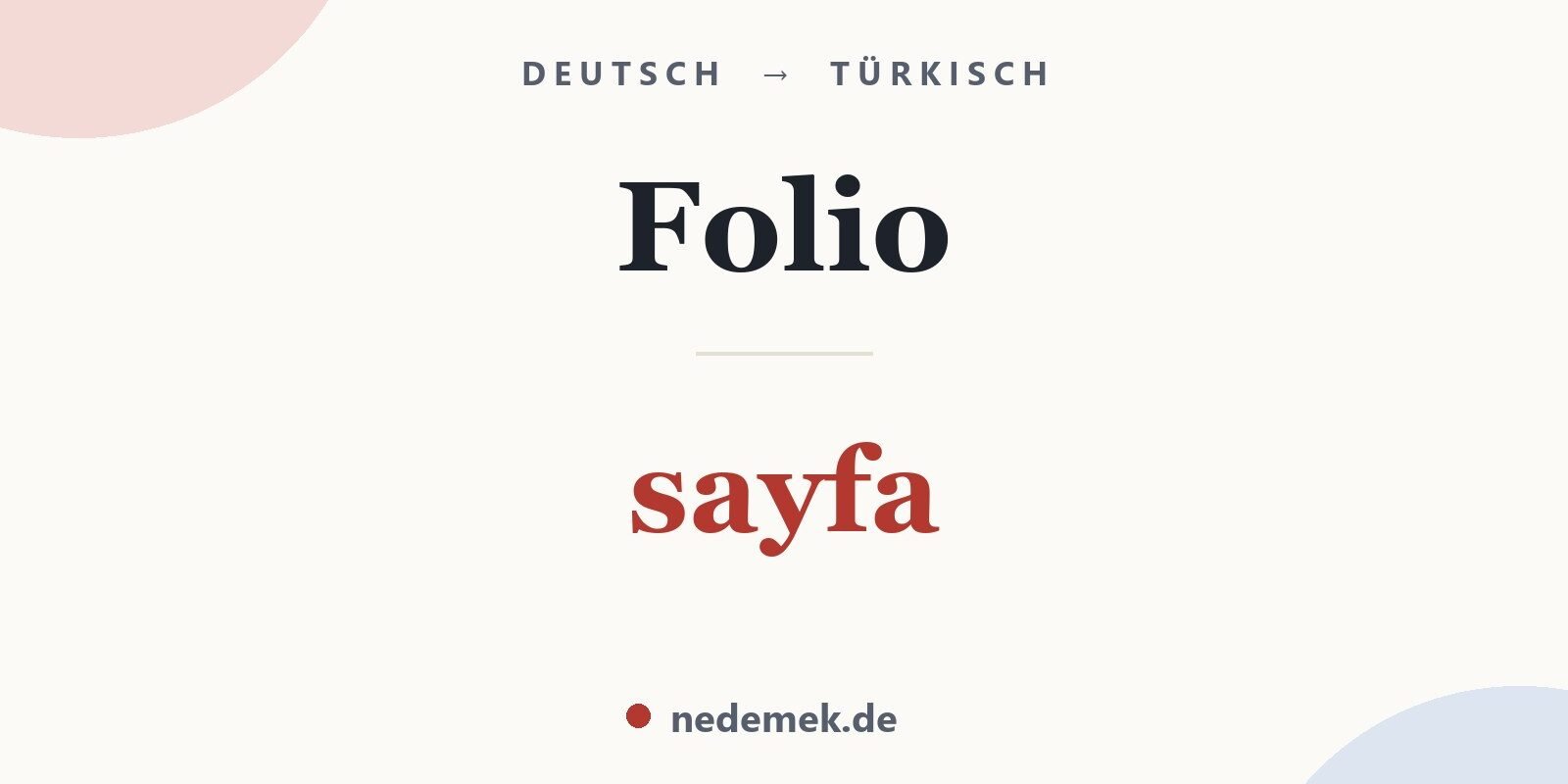 Folio auf Türkisch: sayfa