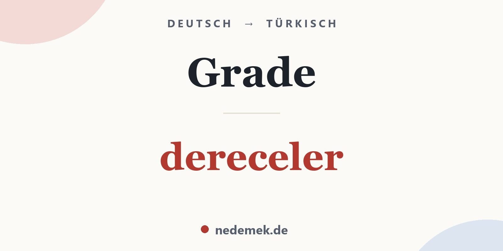 Grade auf Türkisch: dereceler