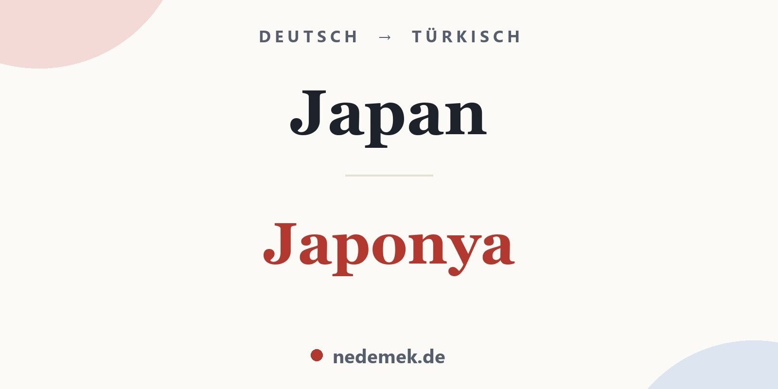 Japan auf Türkisch: Japonya