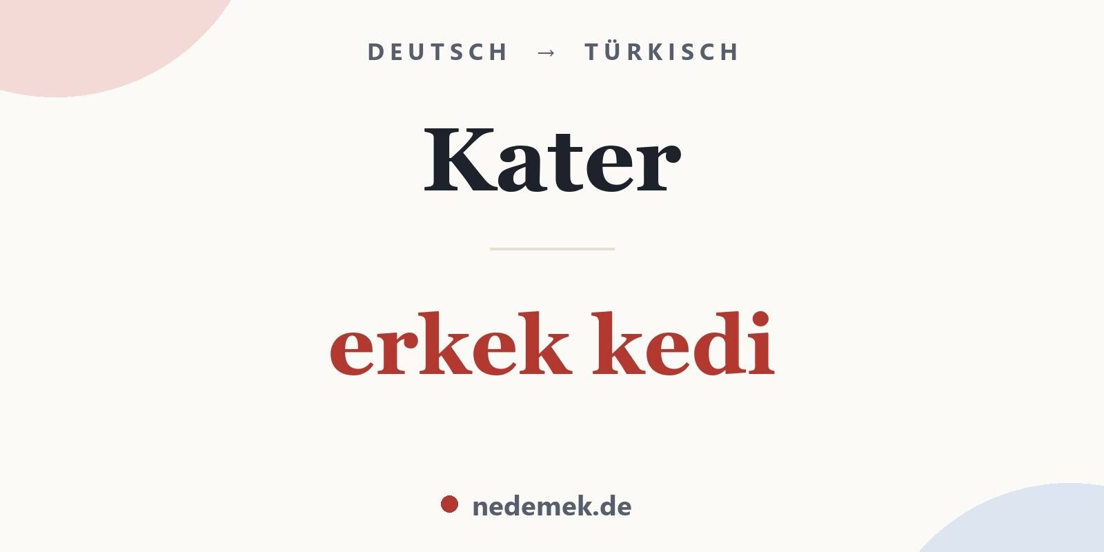 Kater auf Türkisch: erkek kedi