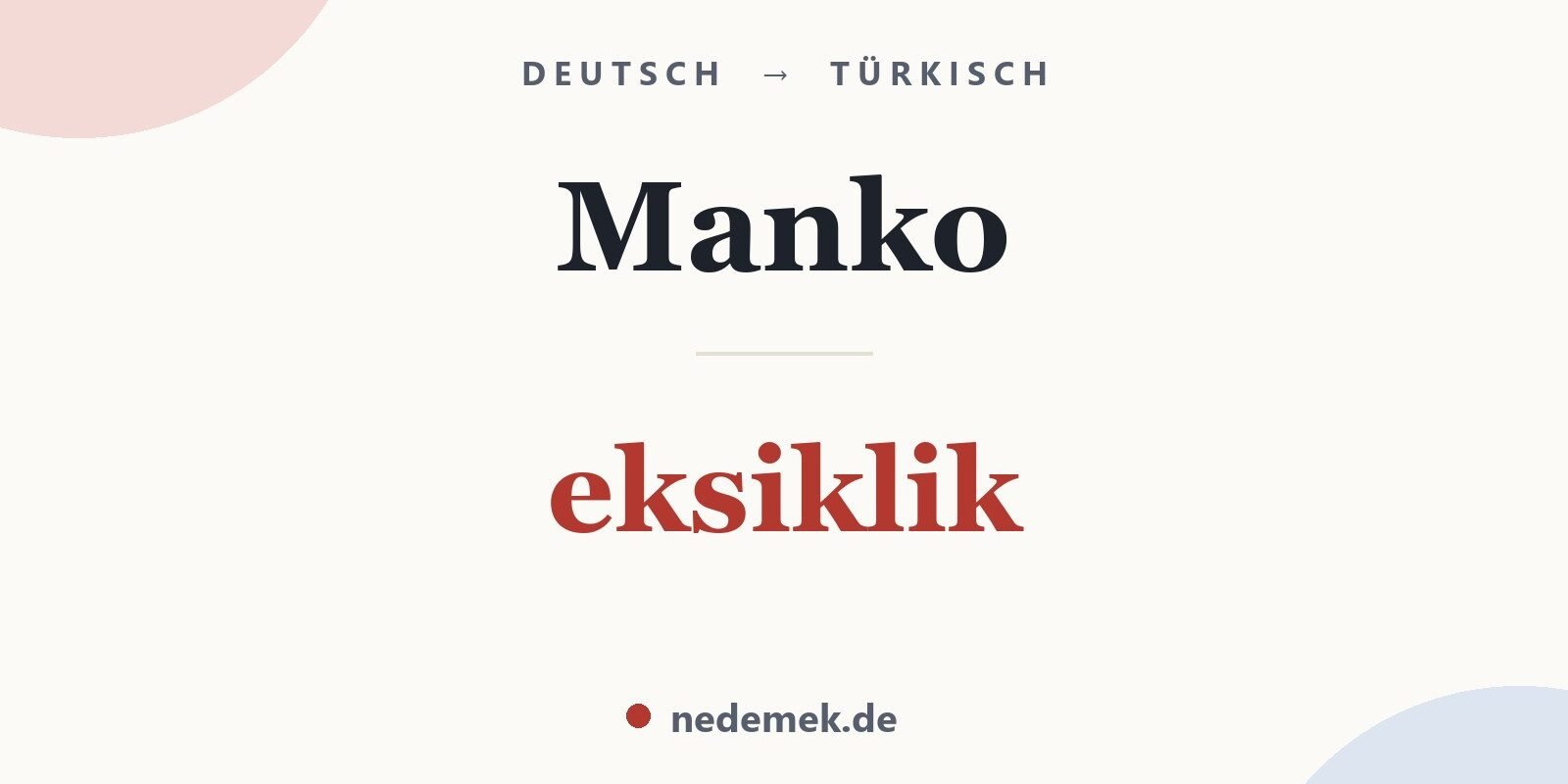 Manko auf Türkisch: eksiklik