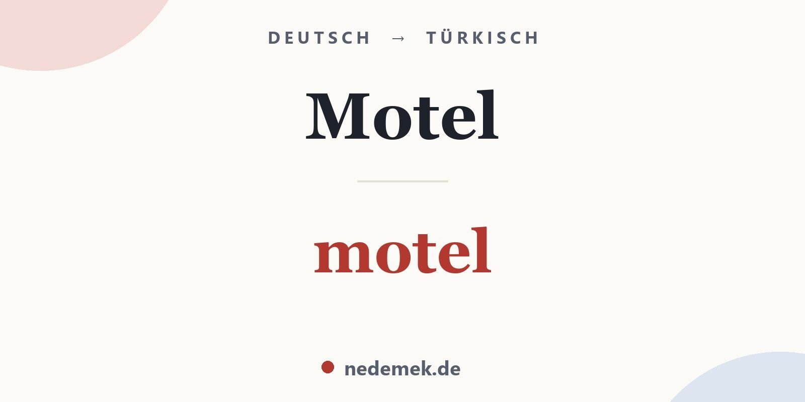 Motel auf Türkisch: motel