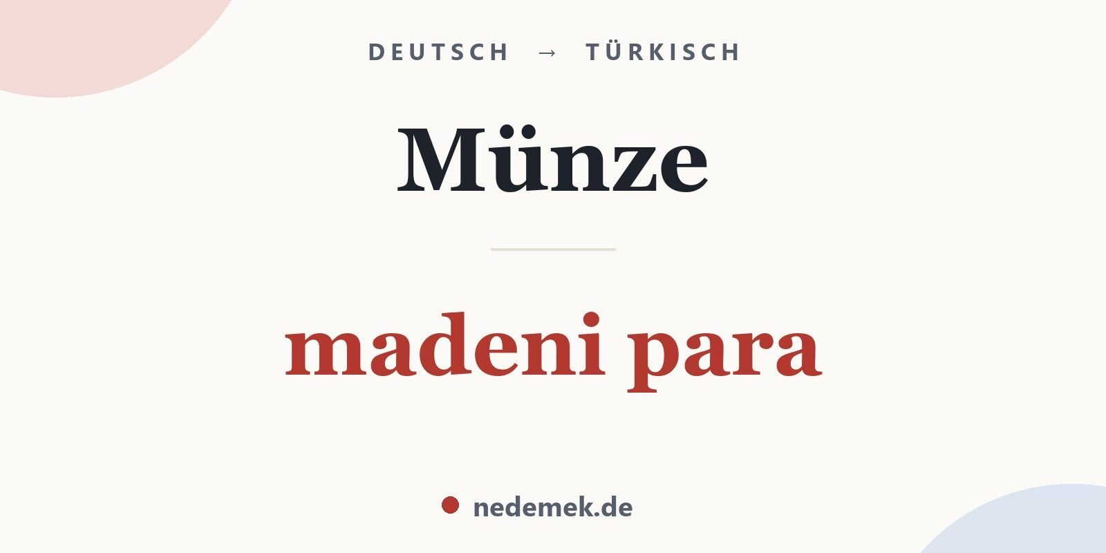 Münze auf Türkisch: madeni para