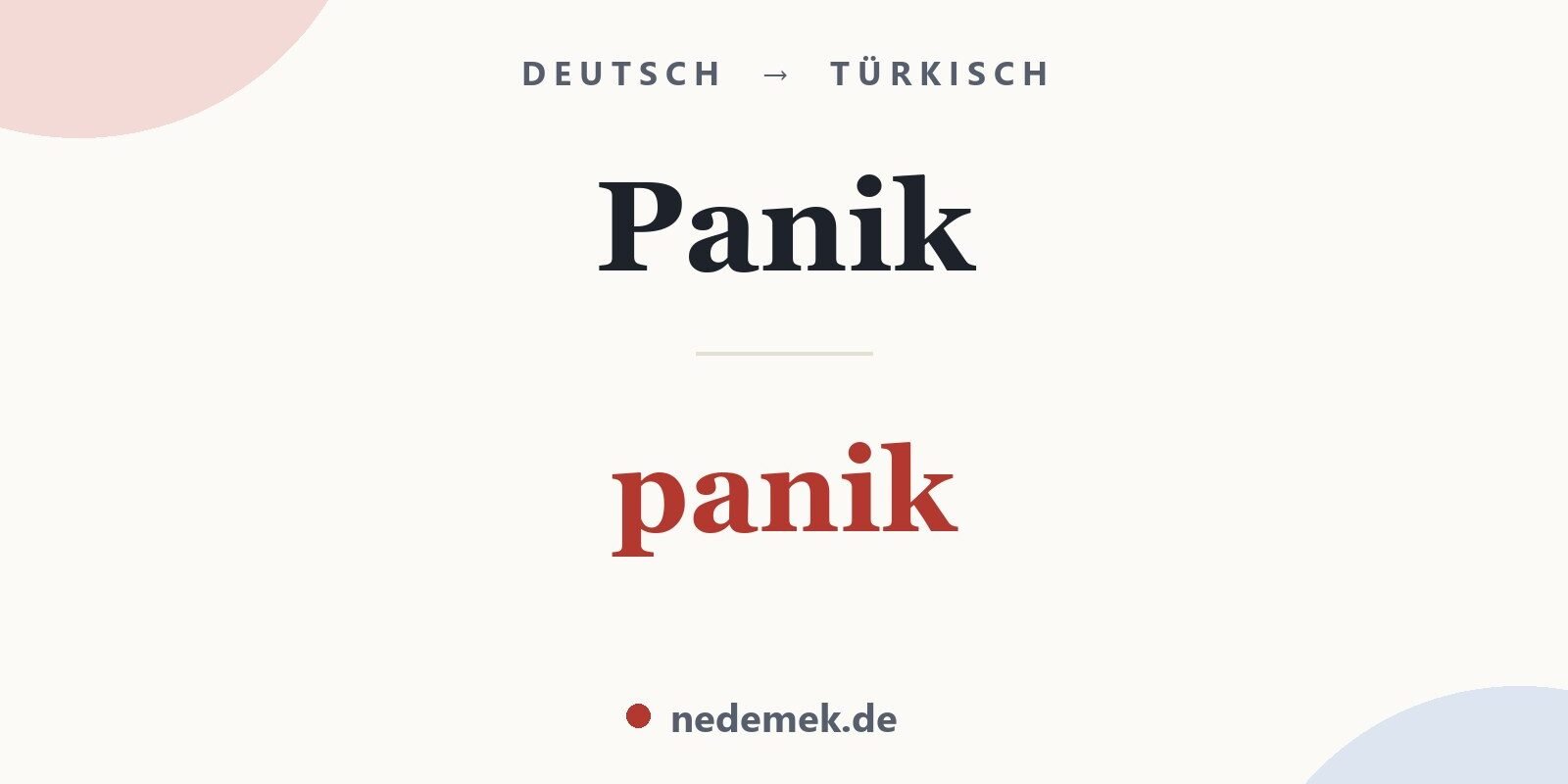 Panik auf Türkisch: panik