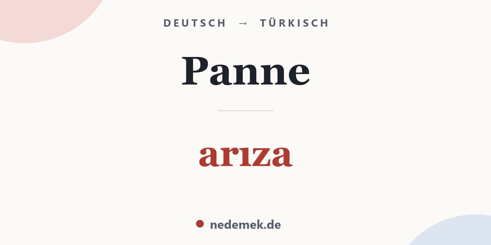 Panne auf Türkisch: arıza