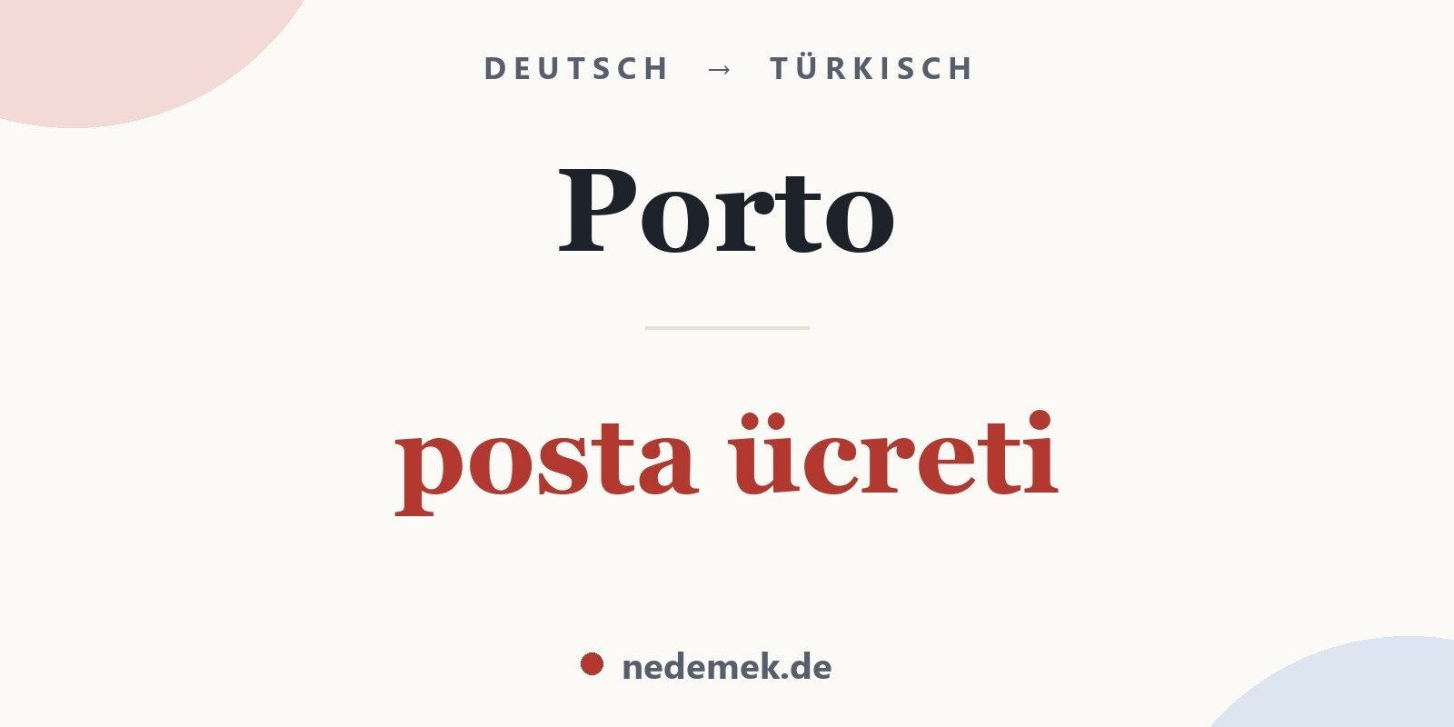 Porto auf Türkisch: posta ücreti