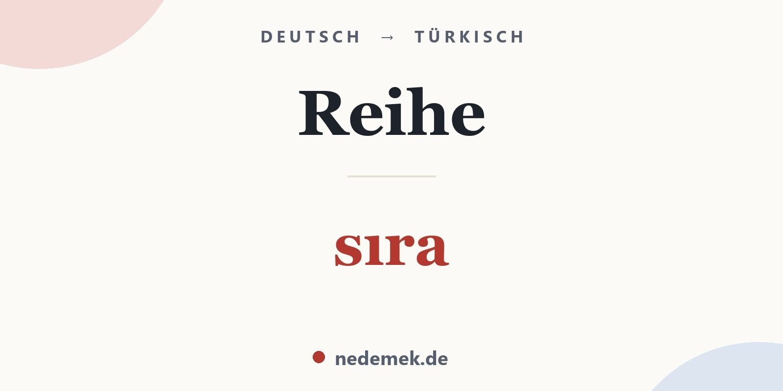 Reihe auf Türkisch: sıra