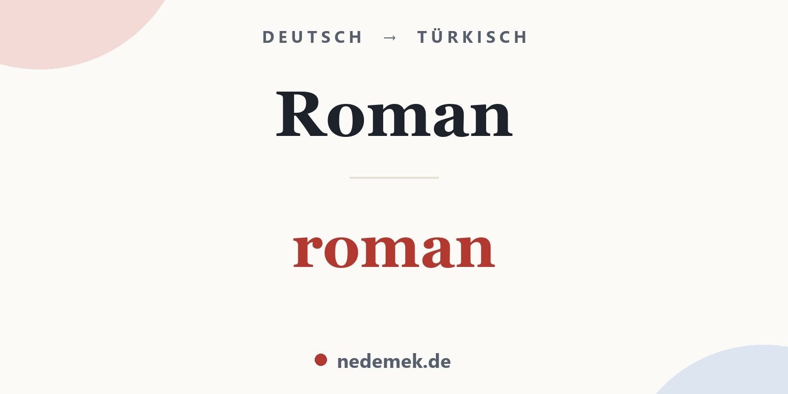 Roman auf Türkisch: roman