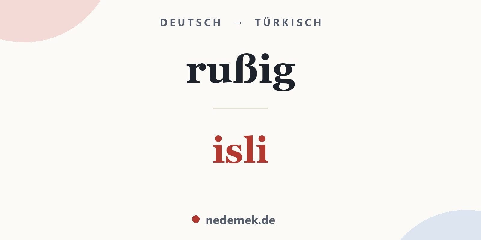 rußig auf Türkisch: isli